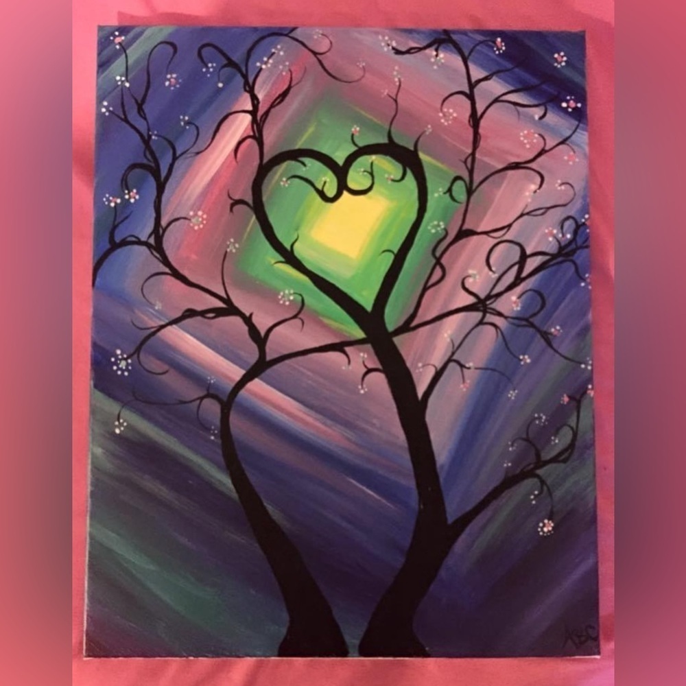 ❤️🌲🪄 WHIMSICAL HEART TREE ❤️🌲🪄 Painting ON CANVAS  - HANDMADE by ME 🎨